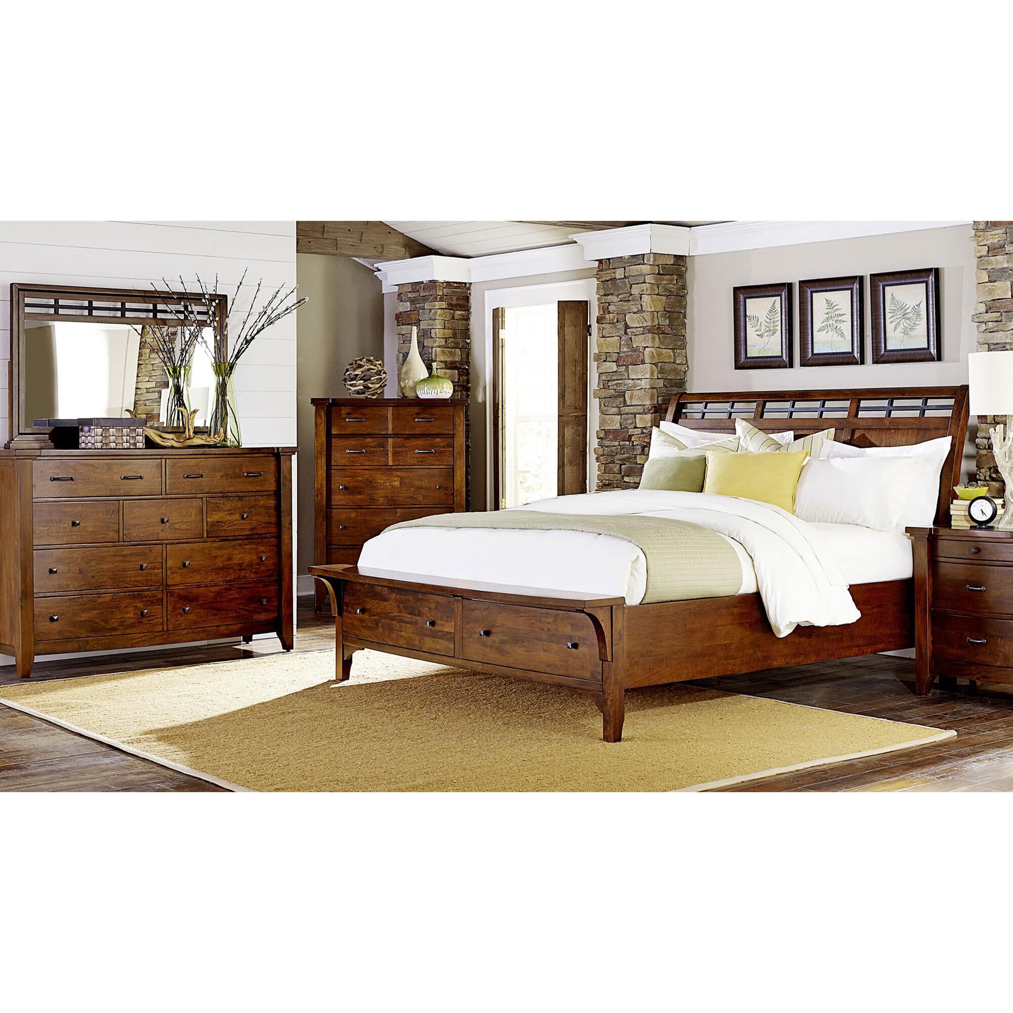Napa Furniture Design Whistler Retreat 4 Piece King Bedroom Set in Dark Mango