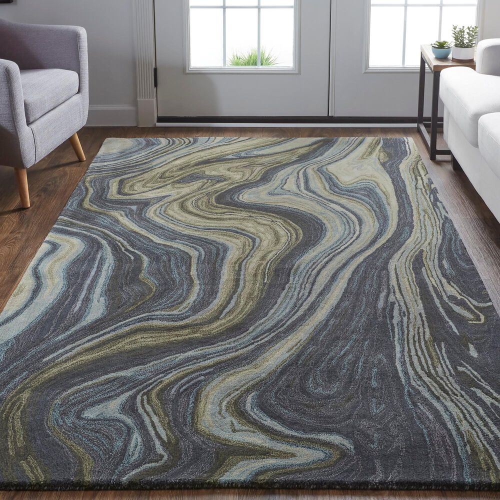 Feizy Amira 3&#39;6&quot; x 5&#39;6&quot; Blue and Green Area Rug, , large