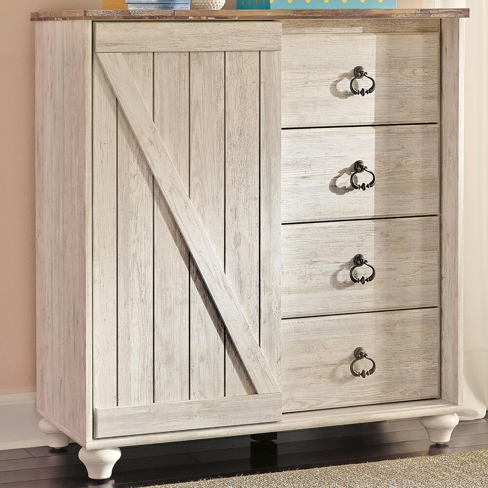 Ashley Willowton 4 Drawer Dressing Chest in Whitewash, , large