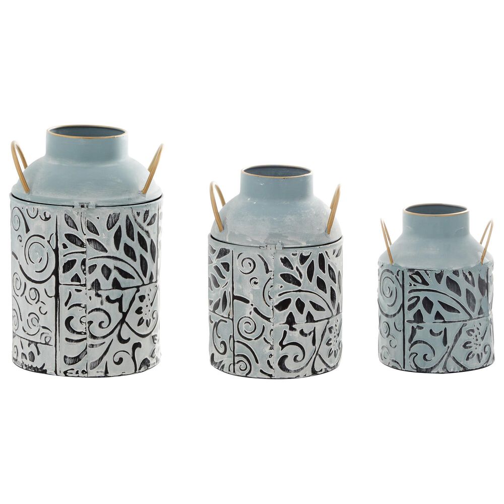 Maple and Jade Farmhouse Botanical Vase in Blue, Black and Brown &#40;Set of 3&#41;, , large