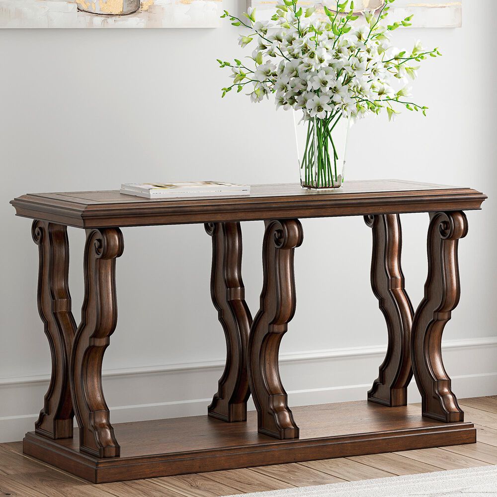 Ashley Maylee Sofa Table in Dark Brown, , large