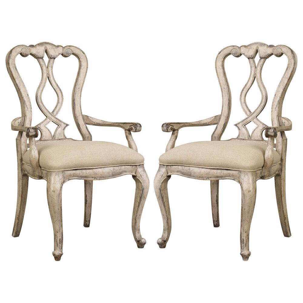 Hooker Furniture Chatelet Arm Chair with Beige Cushion in Paris Vintage (Set of 2), , large