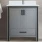 Lexora Home Ziva 30" Single Bathroom Vanity in Dark Grey with 2 cm White Quartz Top and Rectangular Sink, , large