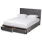 Baxton Studio Caronia Queen Upholstered Storage Bed in Grey, , large
