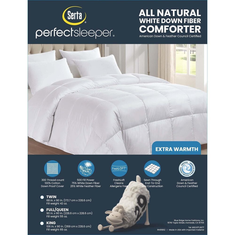 Blue Ridge Home Fashions Serta 300 Thread Count Full/Queen Extra Warmth Comforter in White, , large