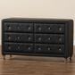 Baxton Studio Luminescence 6-Drawer Dresser with Black Upholstered in Chrome, , large