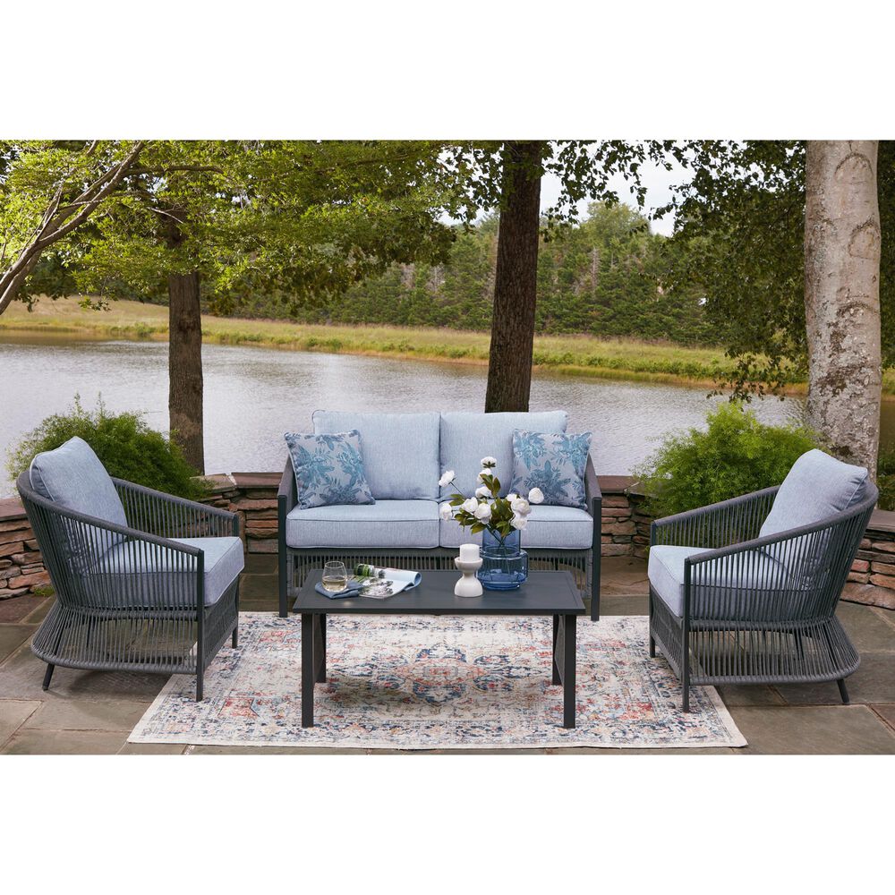 Ashley Bridges Beach 4-Piece Patio Conversation Set in Gray, , large