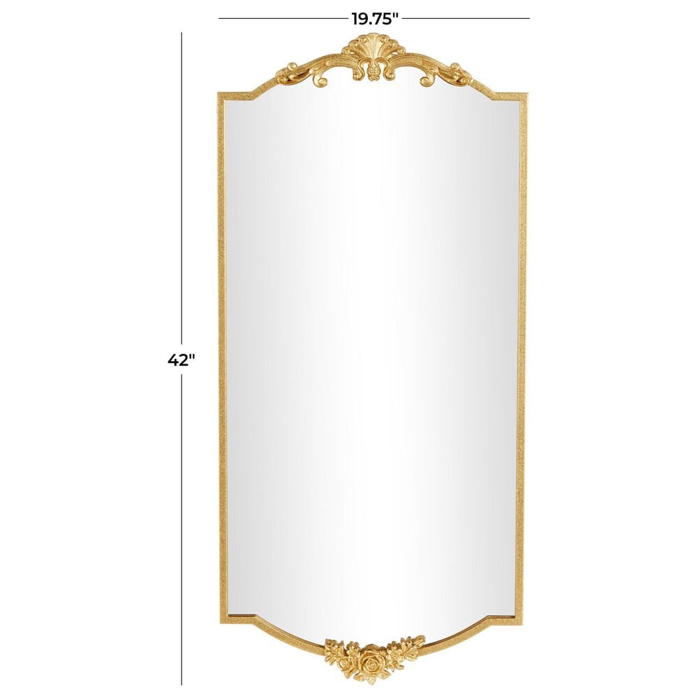 Maple and Jade Metal Floral Embellishments Wall Mirror in Gold, , large