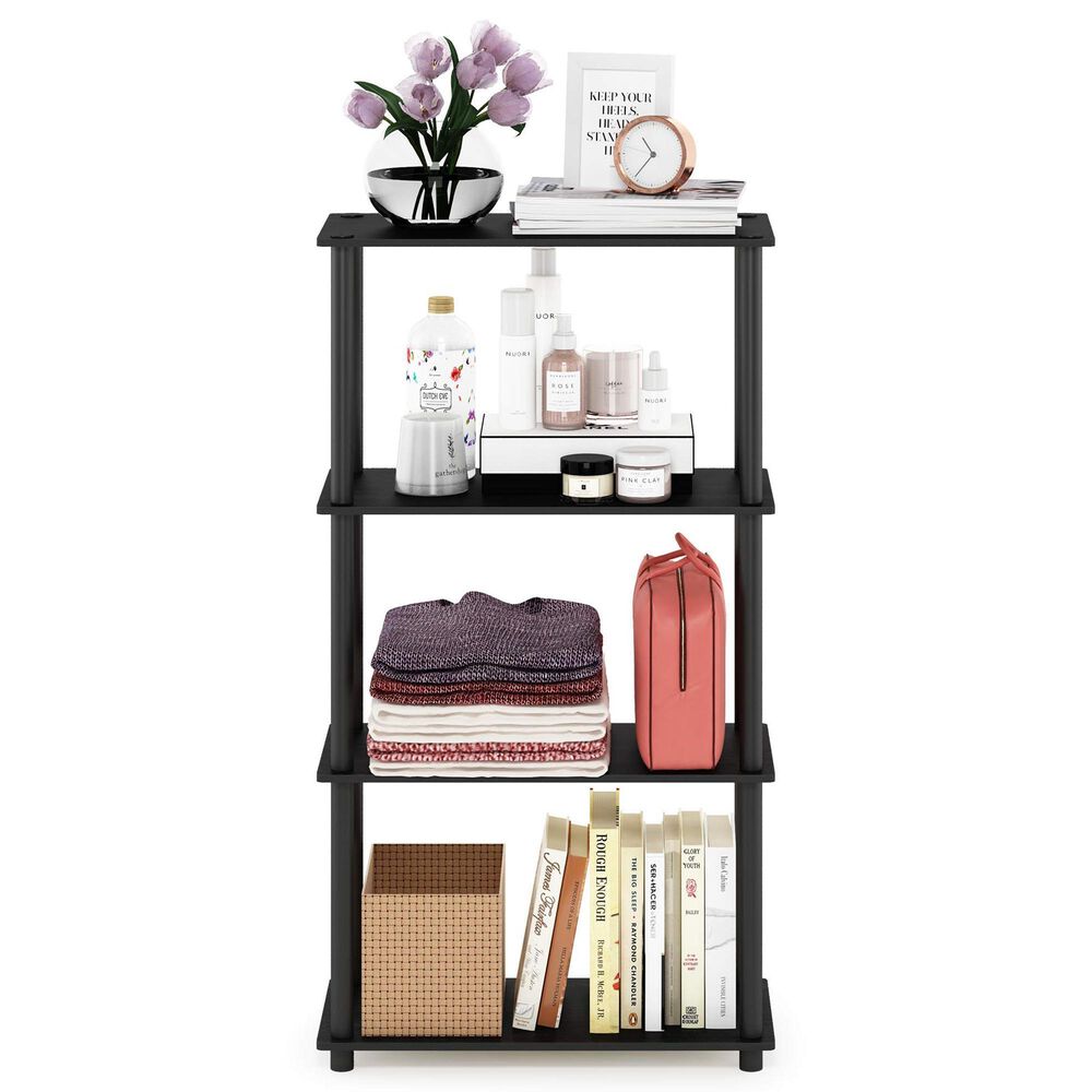 HOMLUX Turn-N-Tube 4-Tier Multipurpose Shelf Display Rack in Americano and Black, , large