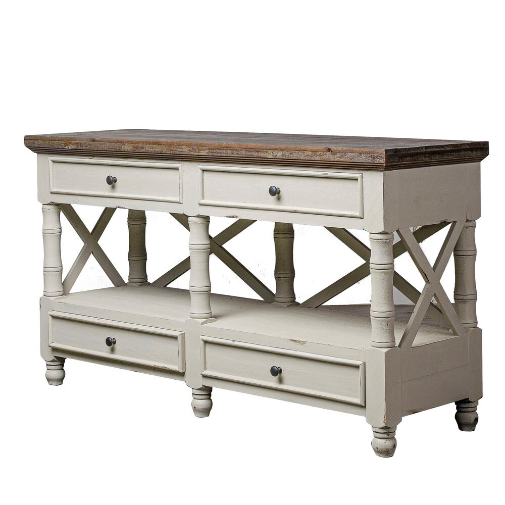 Rustic Imports Console Table in Gray with Limewash Top, , large