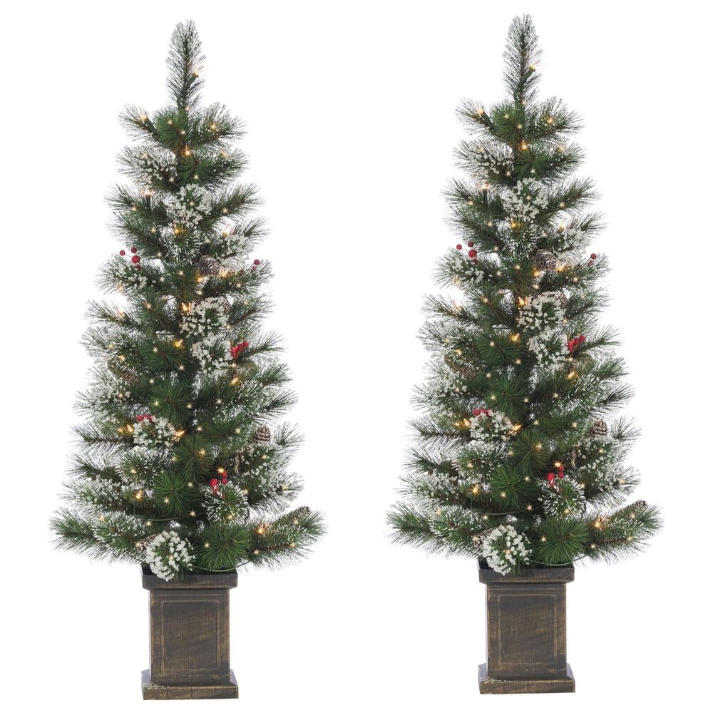 The Gerson Company 4" Potted Hard Christmas Trees in Green (Set of 2), , large