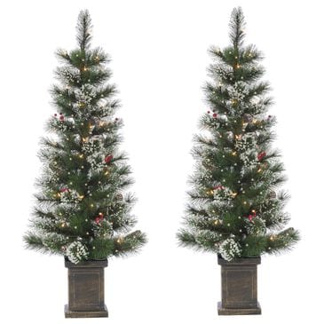 The Gerson Company 4" Potted Hard Christmas Trees in Green (Set of 2), , large