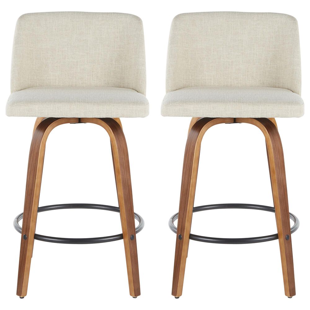 Lumisource Tintori Counter Stool in Cream, Walnut and Black &#40;Set of 2&#41;, , large
