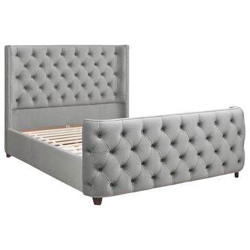 Jennifer Taylor Home Geneva Queen Upholstered Platform Bed in Opal Grey, , large