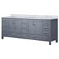 Lexora Home Jacques 84" Double Bathroom Vanity in Dark Grey with 2 cm White Carrara Marble Top and Rectangular Sinks, , large