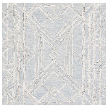Safavieh Micro-Loop MLP173M 5" Square Light Blue and Ivory Area Rug, , large