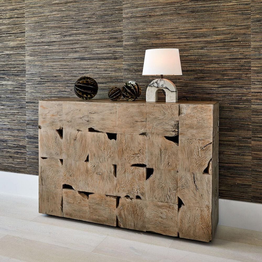 Uttermost Teak Tac Toe Console Table in Light, , large