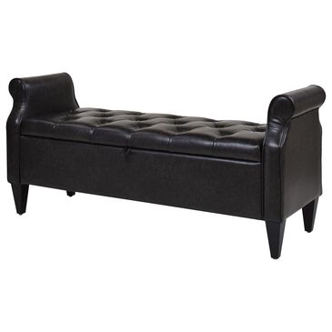 Jennifer Taylor Home Jacqueline Storage Bench in Vintage Black/Brown, , large