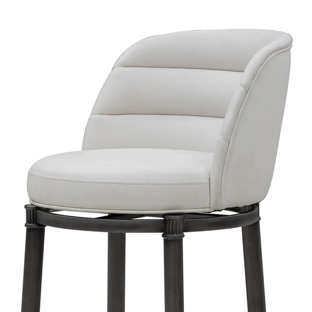 Armen Living Eunice Swivel Bar Height Stool with Ivory Upholstery in Antique Pewter, , large
