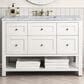 James Martin Breckenridge 48" Single Bathroom Vanity in Bright White with 3 cm Carrara White Marble Top and Rectangular Sink, , large