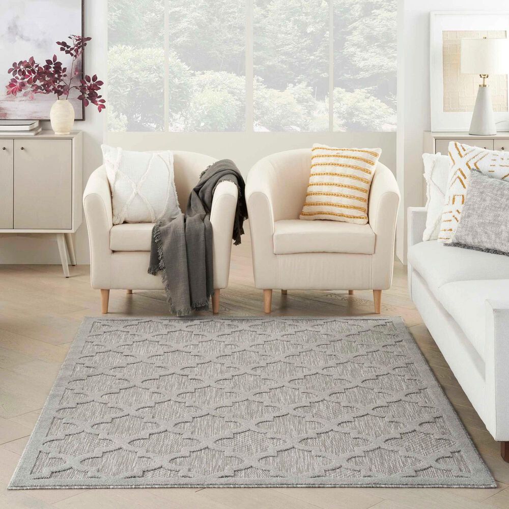 Nourison Easy Care 6&#39; x 9&#39; Silver Grey Indoor/Outdoor Area Rug, , large