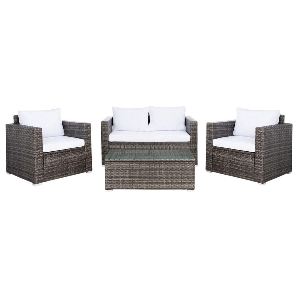 Safavieh Brielle 4-Piece Patio Living Set in Grey Brown, , large
