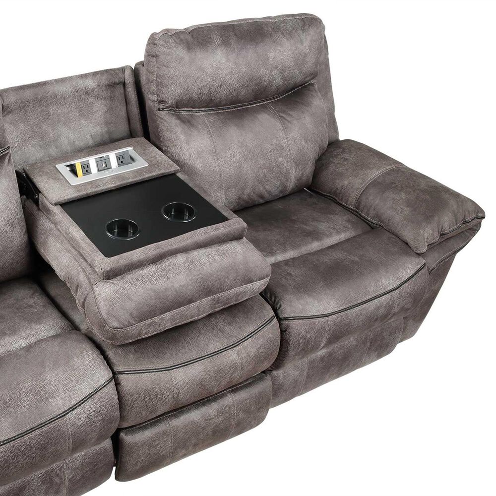 Steve Silver Nashville Manual Reclining Sofa with Drop Down Console in Grey, , large