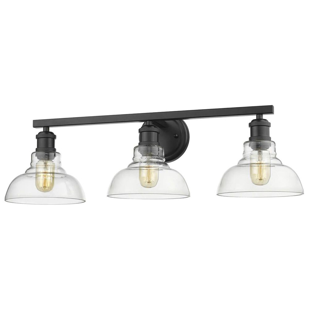 Golden Lighting Carver 3-Light Bath Vanity in Black with Clear Shade, , large
