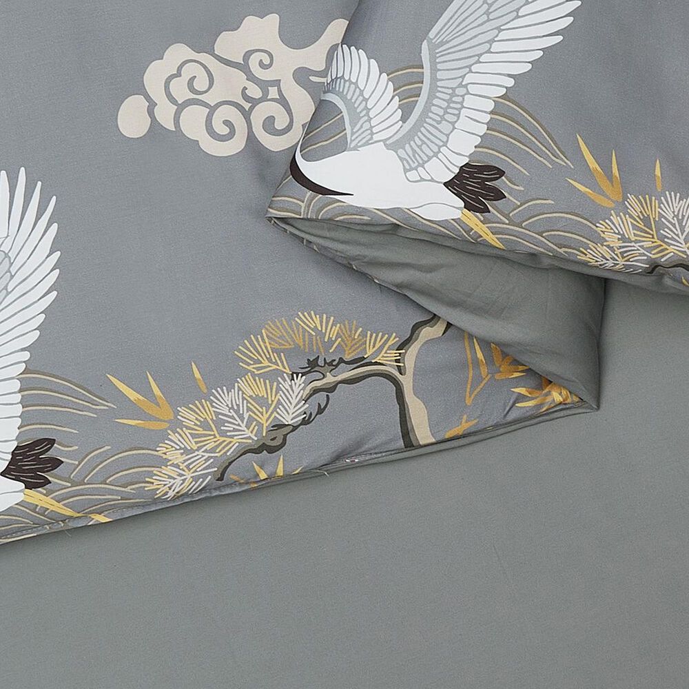 Peking Handicraft Cranes 3-Piece King Comforter Set in Gray, , large