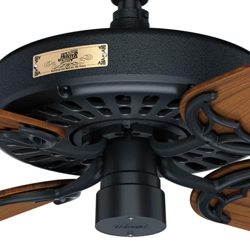 Hunter Original 52&quot; Outdoor Ceiling Fan with Teak Blades in Matte Black, , large