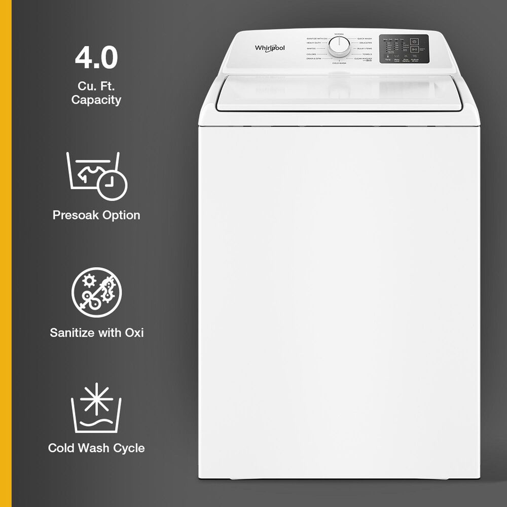 Whirlpool 4 Cu. Ft. Top Load Agitator Washer in White, , large