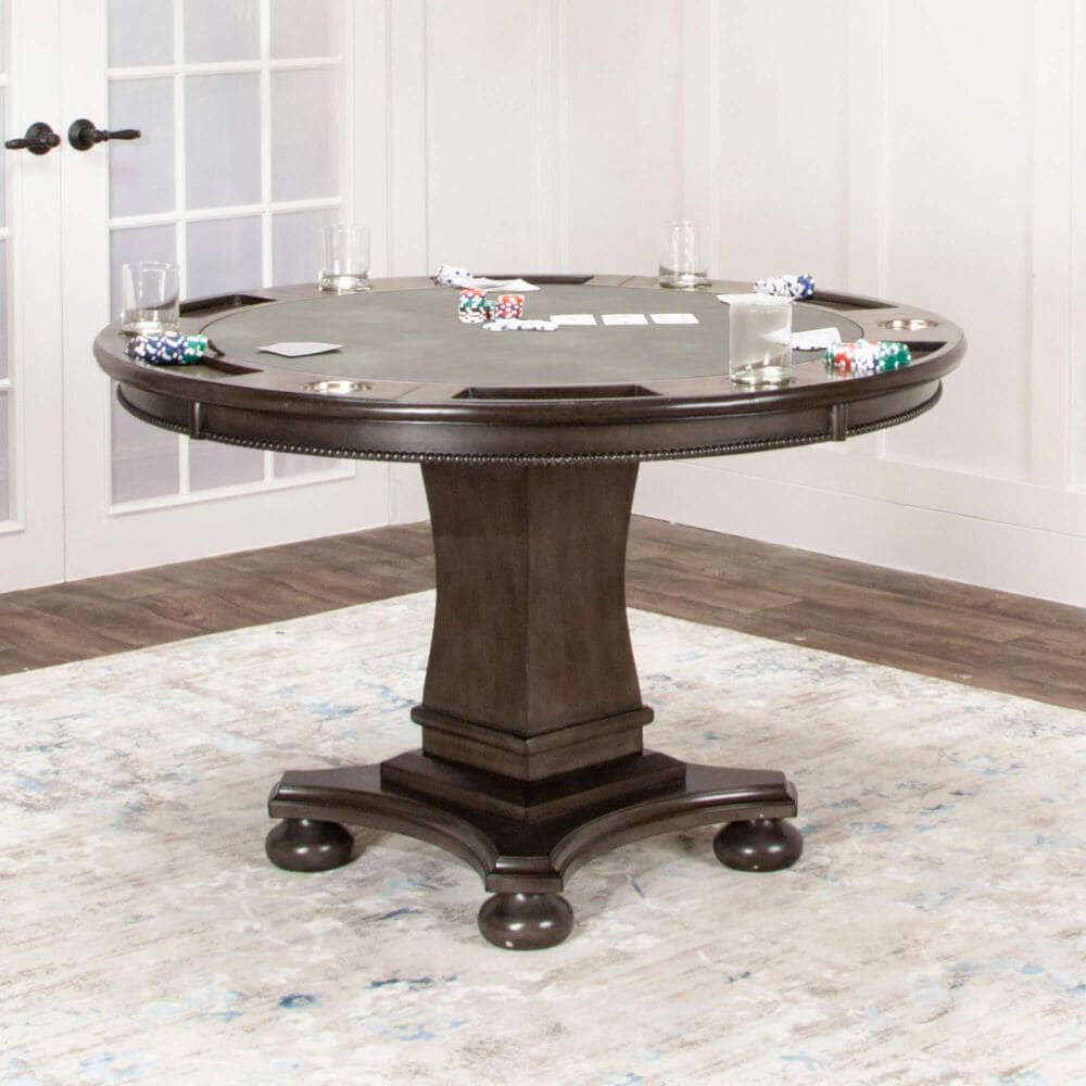 SUNSET Vegas 5-Piece Round Game Table Set in Smoke Gray, , large