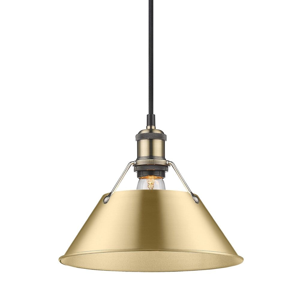 Golden Lighting Orwell 1-Light Medium Pendant with Brushed Champagne Bronze Shade in Aged Brass, , large