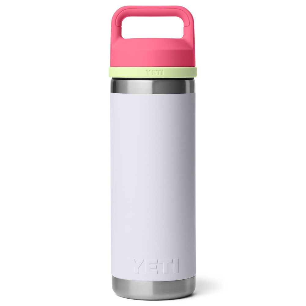 YETI Rambler 18 Oz Water Bottle with Color-Blocked Chug Cap in Mist, Pink and Grasshopper, , large