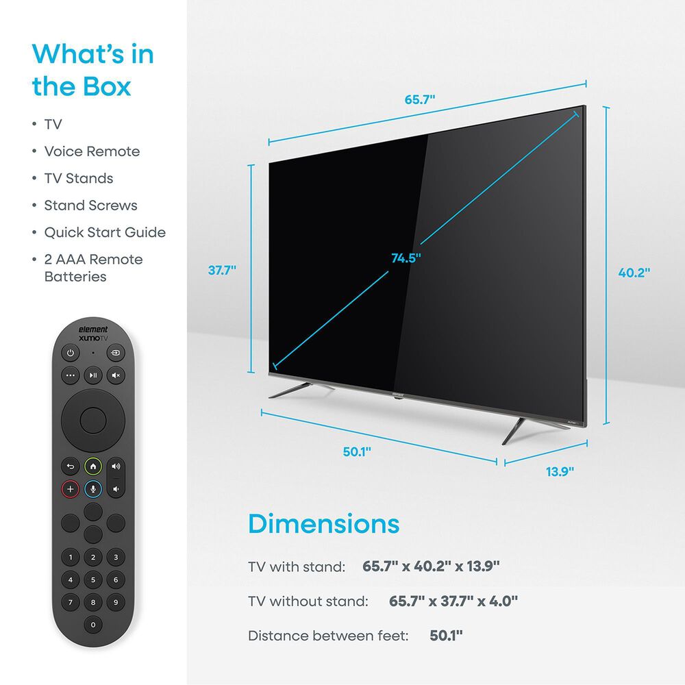 Element 75" 4K UHD HDR Xumo - Smart TV with 2.1 Channel Soundbar System in Black, , large
