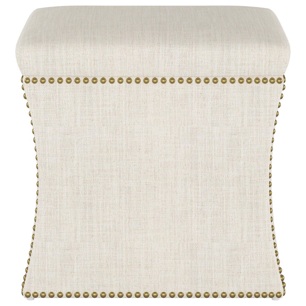 Skyline Furniture Turner Storage Ottoman in Linen Talc, , large