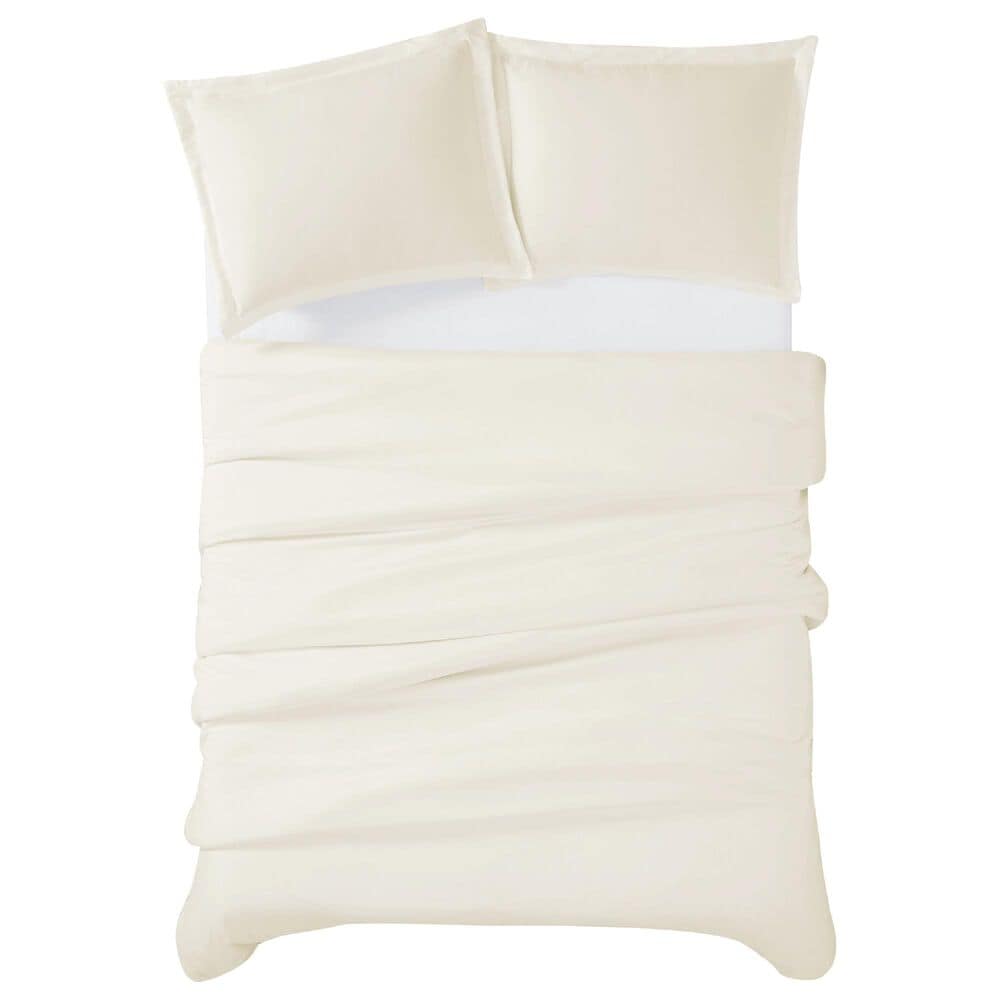 Pem America Cannon Solid 3-Piece Full/Queen Duvet Cover Set in Ivory, , large