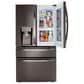 LG 2-Piece Kitchen Package with 22.3 Cu. Ft 4-Door French Door Refrigerator and Single Door Freezer in Black Stainless Steel, , large