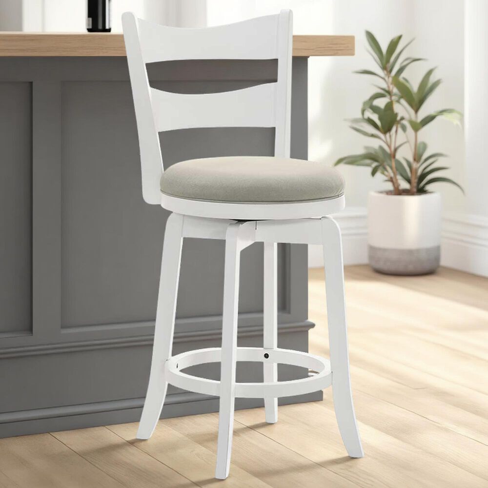 Armen Living Blair 30" Swivel Bar Stool in Matte White, , large
