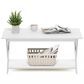 HOMLUX 1-Tier Simplistic Criss-Crossed Coffee Table in White, , large
