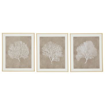 Ashley Hendridge 20" x 24" Wall Art in Taupe and White (Set of 3), , large