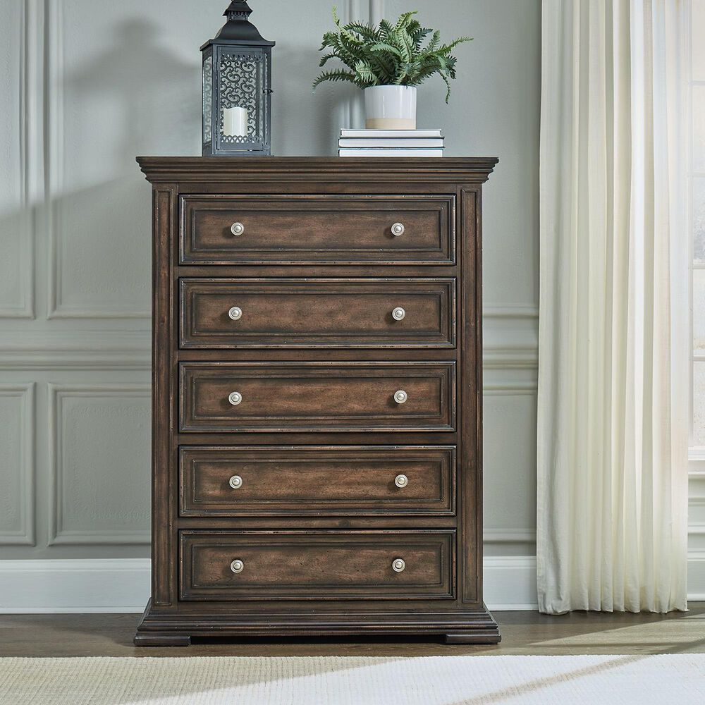 Liberty Furniture Big Valley 5-Drawer Chest in Brownstone, , large