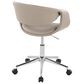 LumiSource Curvo Swivel Task Chair with Light Grey Faux Leather Cushion in Chrome, , large