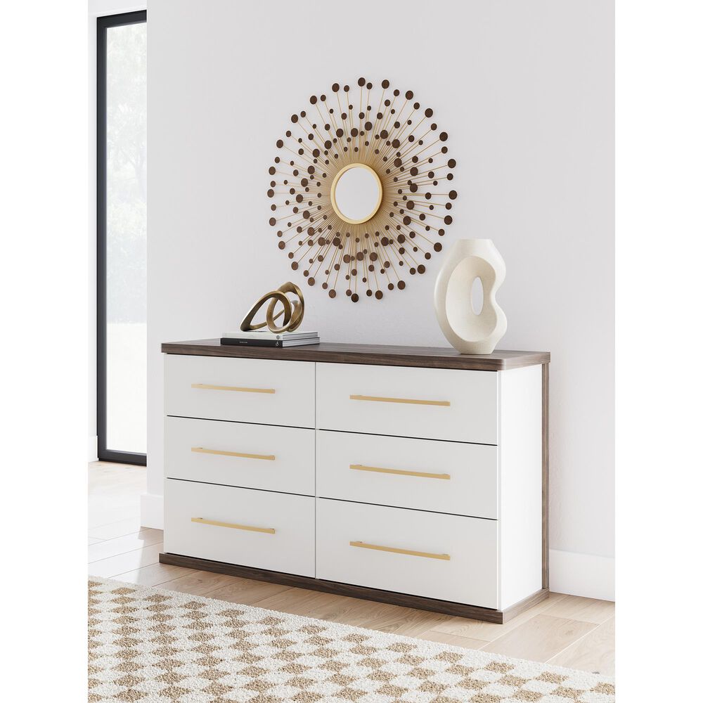 Ashley Kendanport 6-Drawer Dresser in Dark Brown and Matte White, , large