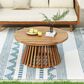 Hearth and Haven Outdoor Round Coffee Table with Slatted Base in Teak, , large