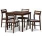 Baxton Studio Lovy 5-Piece Square Dining Set with Gray Fabric in Dark Walnut, , large