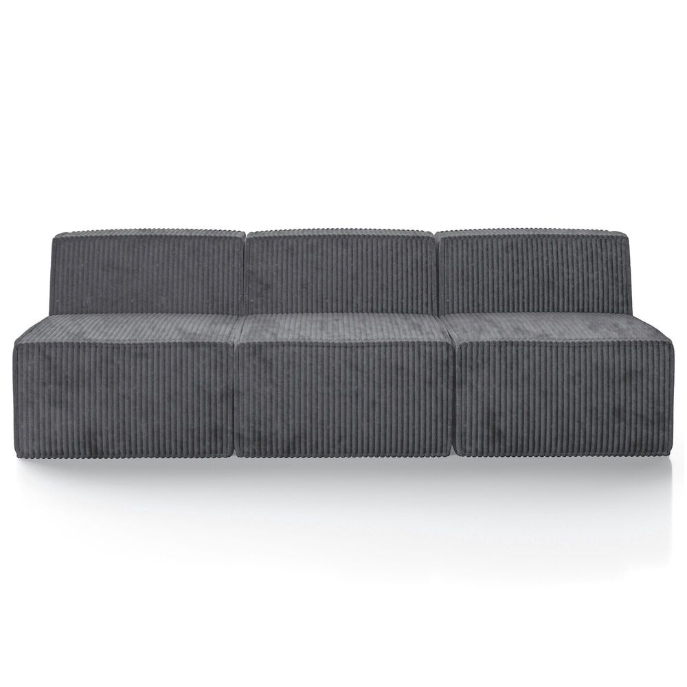 Furniture of America Facil 3-Piece Modular Armless Sofa in Dark Gray, , large