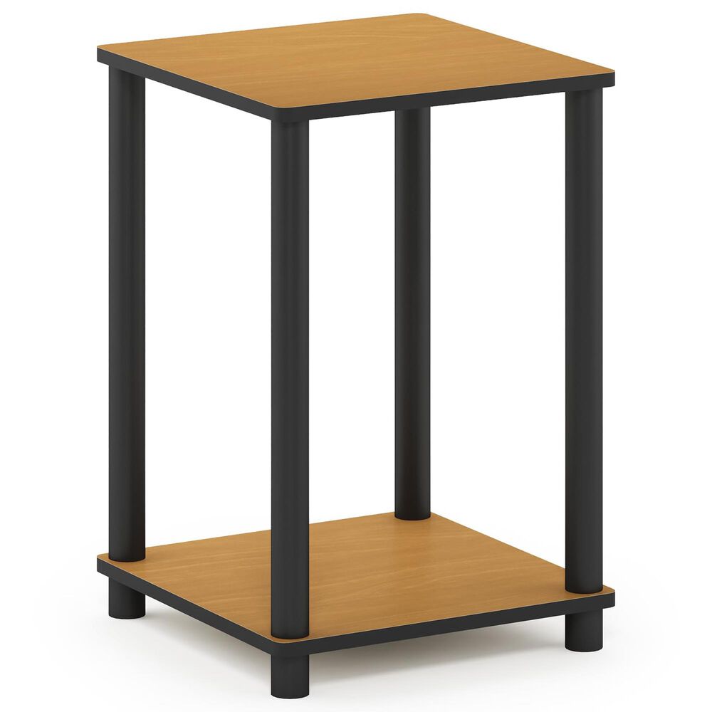 HOMLUX 2-Tier Turn-N-Tube End Table in Light Cherry and Black, , large