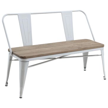 Furniture of America Patterson Dining Bench in White and Dark Oak, , large