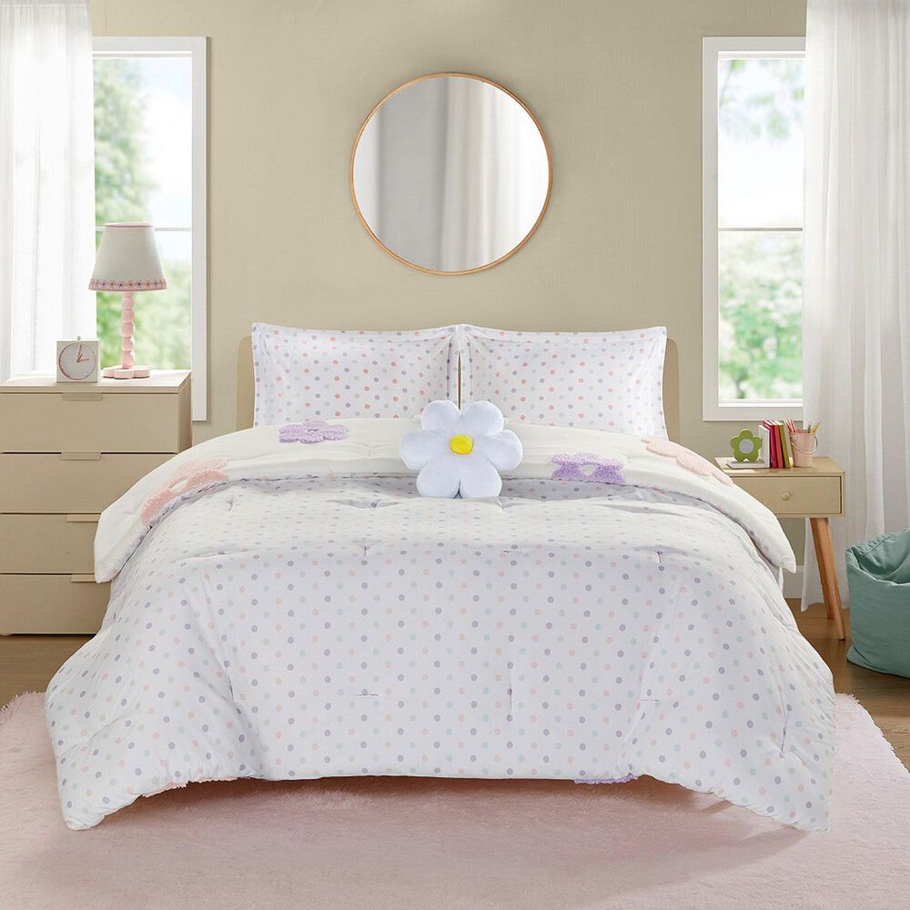 Hampton Park Gracie 3-Piece Twin Comforter Set in White and Purple, , large
